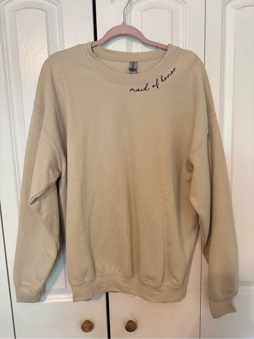 Custom women’s Crewneck Sweater — Beige